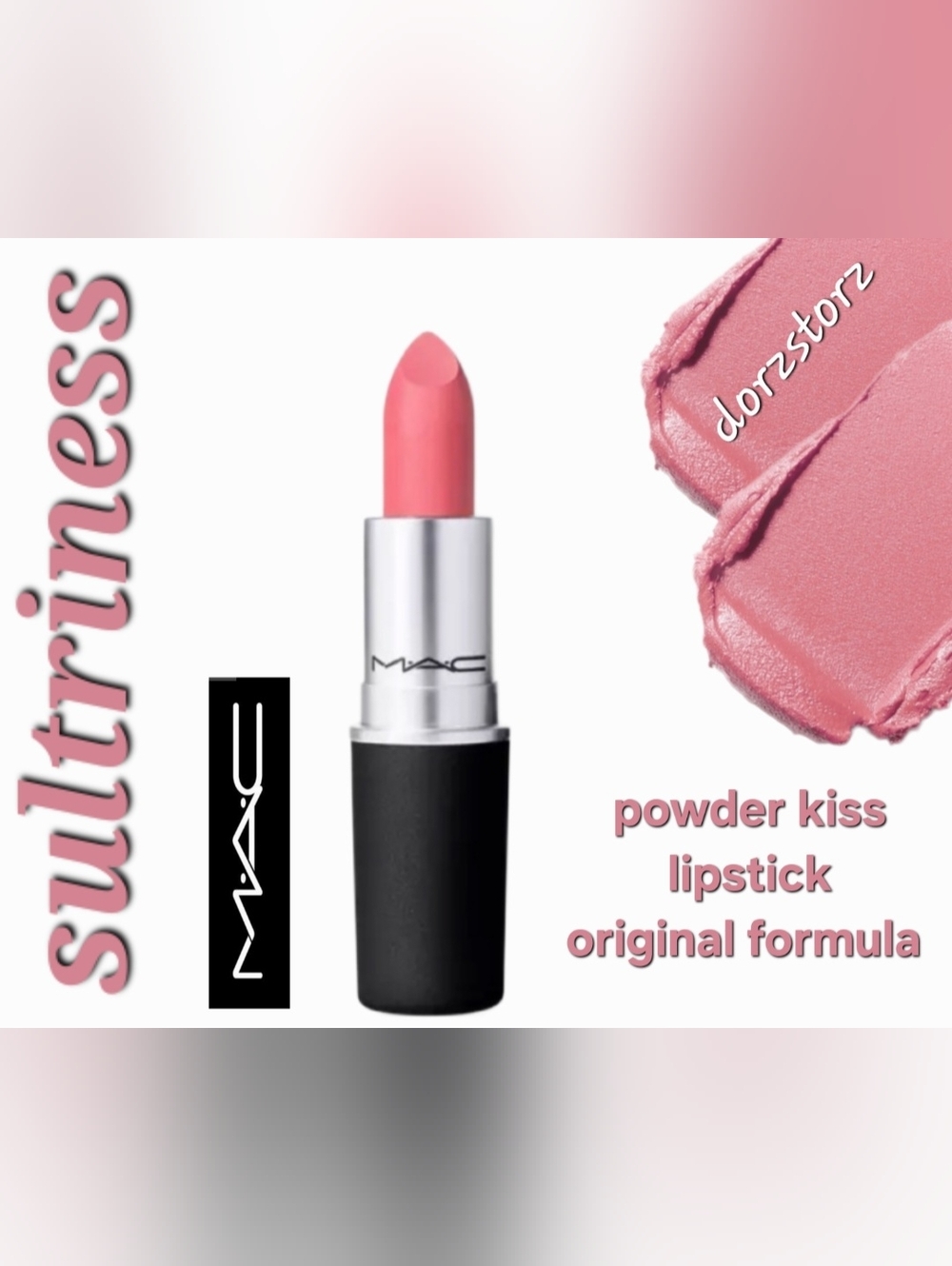 MAC Powder Kiss Lipstick • SULTRINESS • Cool Nude Pink • Full Size .10 oz • NIB